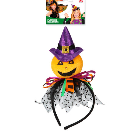 Widmann SRL Diadeem pompoen met heksenmuts luxe