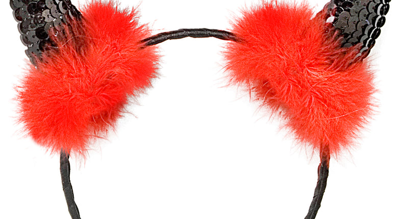 Widmann SRL Diadeem zwarte duivel hoorntjes met rode marabou