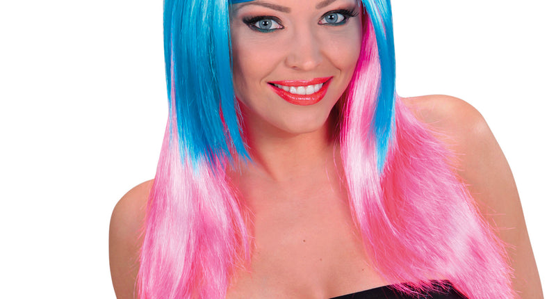 Widmann SRL Dip dye pruik blauw roze
