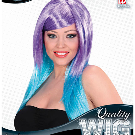 Widmann SRL Dip dye pruik paars blauw