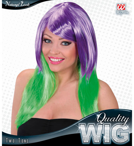 Widmann SRL Dip dye pruik paars groen