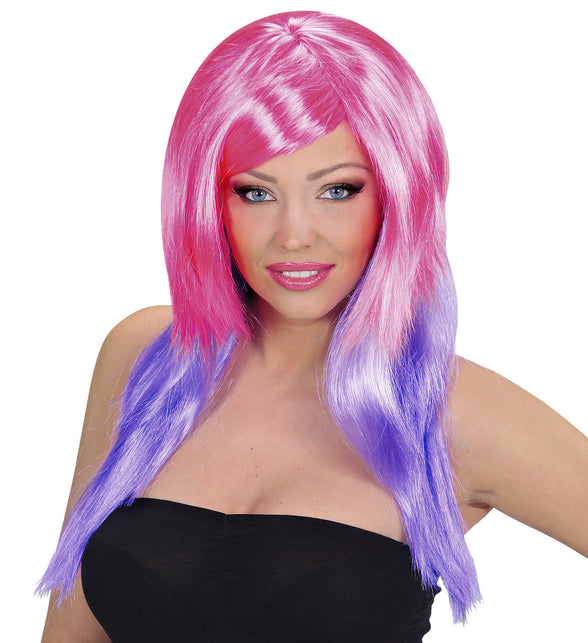 Widmann SRL Dip dye pruik paars roze