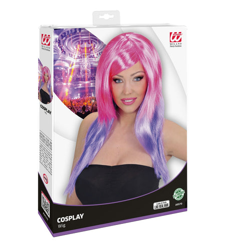 Widmann SRL Dip dye pruik paars roze