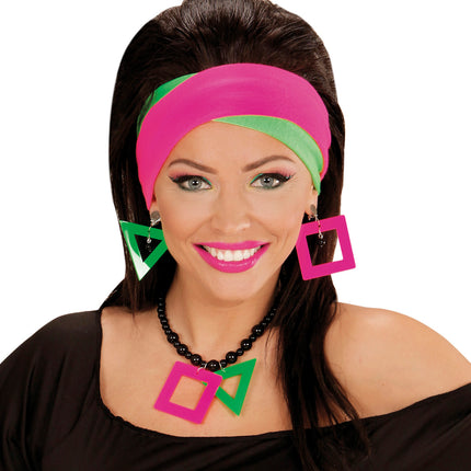 Widmann SRL Disco ketting met oorbellen neon