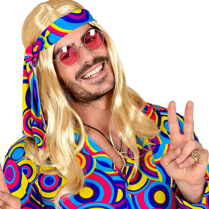 Widmann SRL Disco pruik hippie met hoofdband blond