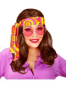 Widmann SRL Disco pruik hippie met hoofdband bruin