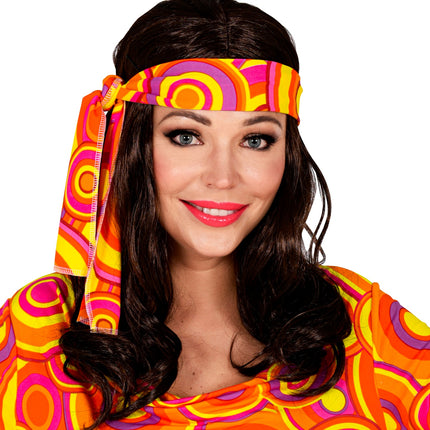 Widmann SRL Disco pruik hippie met hoofdband bruin