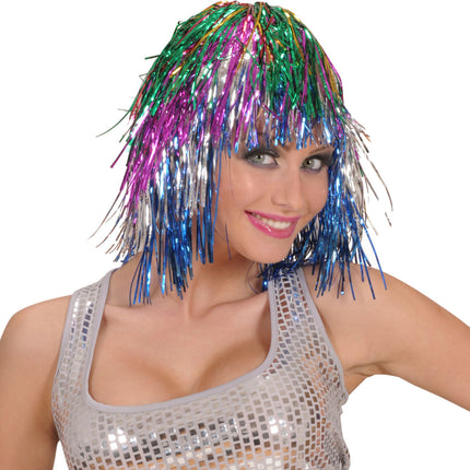 Widmann SRL Disco pruik lurex meerkleurig