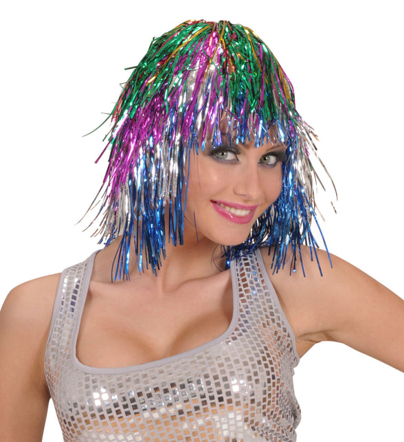 Widmann SRL Disco pruik lurex meerkleurig