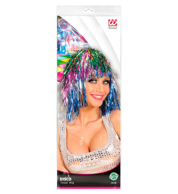 Widmann SRL Disco pruik lurex meerkleurig