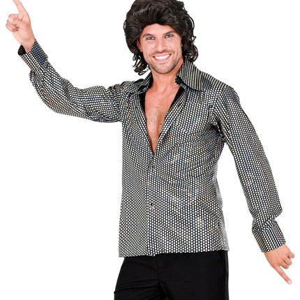 Widmann SRL Disco shirt jaren 70 zilver heren