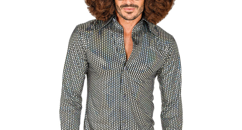Widmann SRL Disco shirt jaren 70 zilver heren
