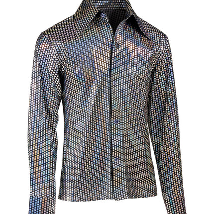 Widmann SRL Disco shirt jaren 70 zilver heren