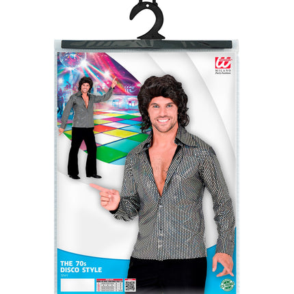 Widmann SRL Disco shirt jaren 70 zilver heren