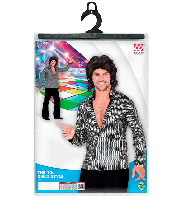 Widmann SRL Disco shirt jaren 70 zilver heren