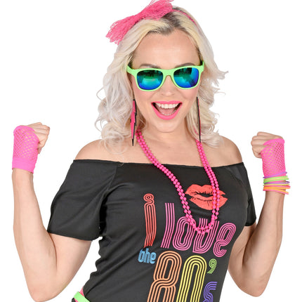 Widmann SRL Disco verkleedset jaren 80 neon roze