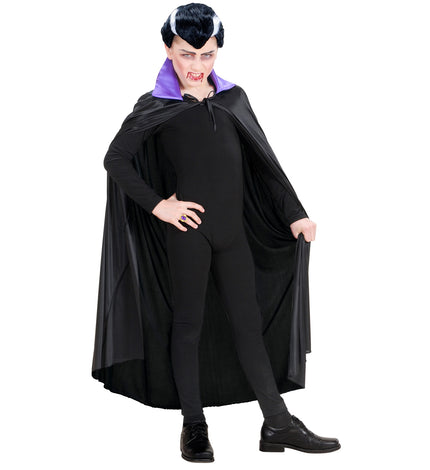 Widmann SRL Dracula cape zwart met paarse kraag kinderen