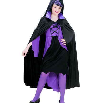 Widmann SRL Dracula cape zwart met paarse kraag kinderen
