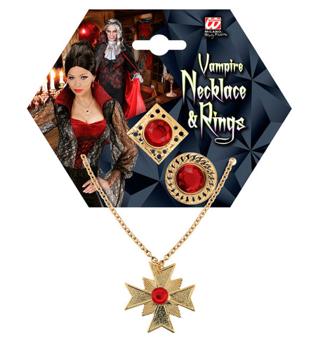 Widmann SRL Dracula ketting met ringen Robijn