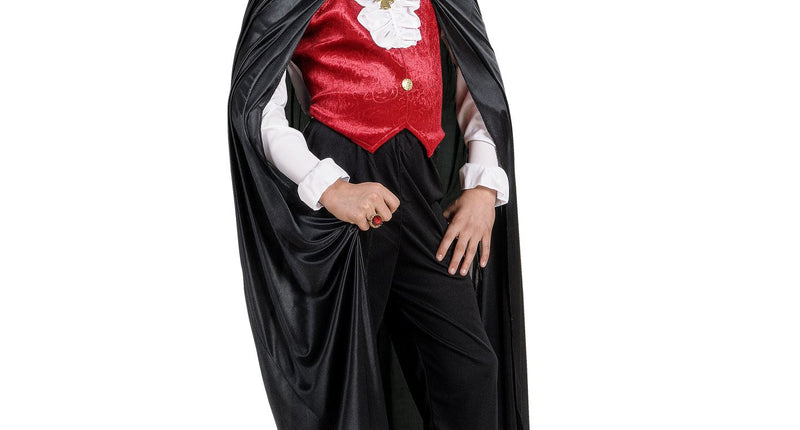 Widmann SRL Dracula vampier cape zwart met rode kraag kind