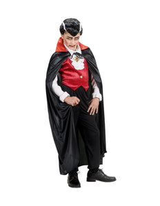 Widmann SRL Dracula vampier cape zwart met rode kraag kind