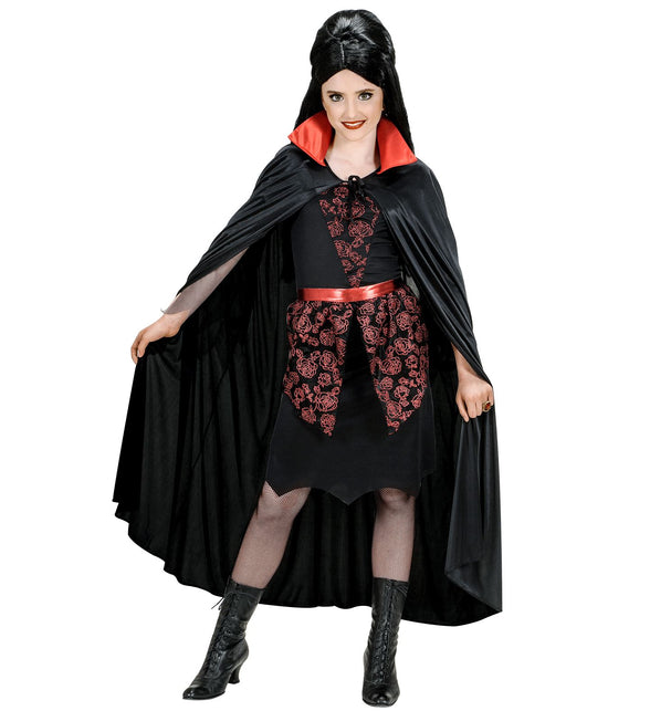 Widmann SRL Dracula vampier cape zwart met rode kraag kind