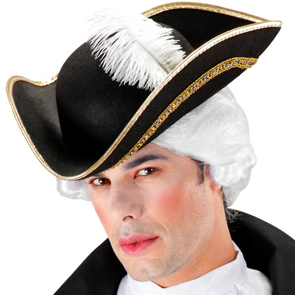 Widmann SRL Driesteek hoed met veer zwart