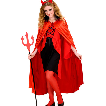 Widmann SRL Duivel cape rood met zwart kraag kind