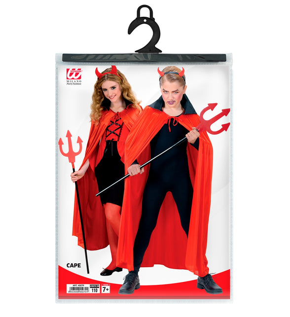 Widmann SRL Duivel cape rood met zwart kraag kind