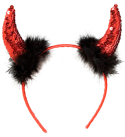 Widmann SRL Duivel hoorntje metallic marabou rood