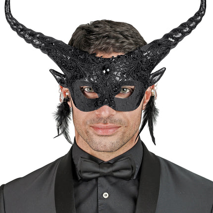 Widmann SRL Duivel masker luxe zwart theater