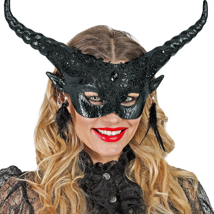 Widmann SRL Duivel masker luxe zwart theater