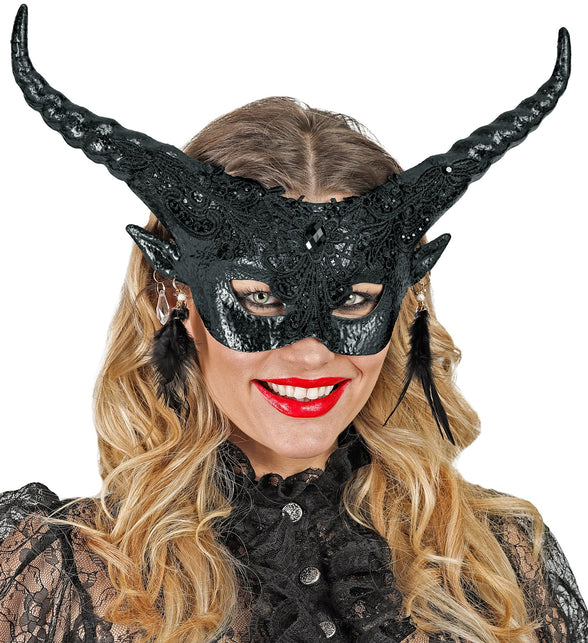 Widmann SRL Duivel masker luxe zwart theater