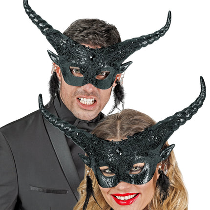 Widmann SRL Duivel masker luxe zwart theater