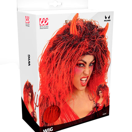 Widmann SRL Duivel pruik lang met hoorntjes