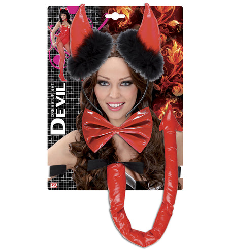 Widmann SRL Duivel set rood met marabou