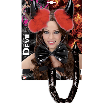 Widmann SRL Duivel verkleed set zwart met marabou