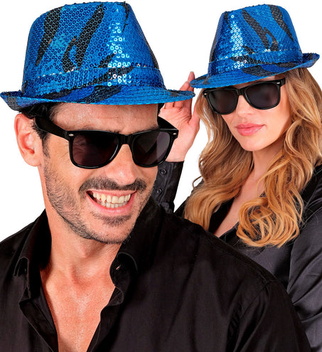 Widmann SRL Fedora pailletten blauwe golf