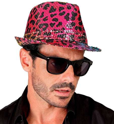 Widmann SRL Fedora pailletten regenboog luipaard hoed