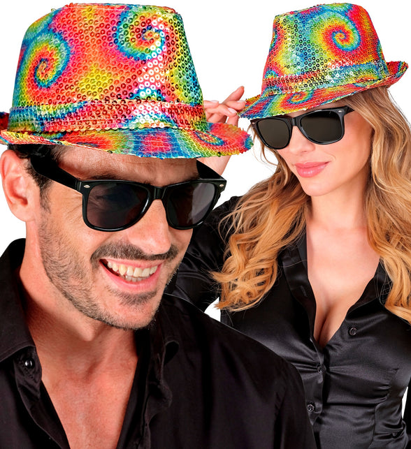 Widmann SRL Fedora pailletten tie dye hoed