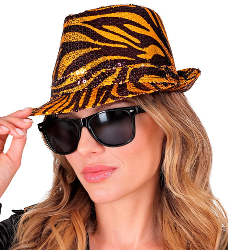 Widmann SRL Fedora pailletten tijger print hoed