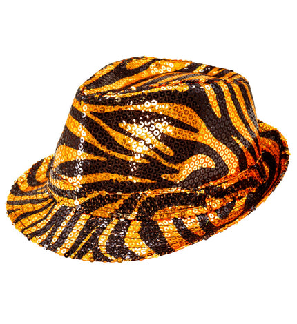 Widmann SRL Fedora pailletten tijger print hoed