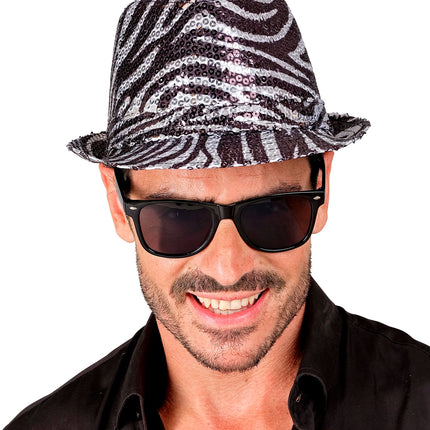 Widmann SRL Fedora pailletten zebra print hoed
