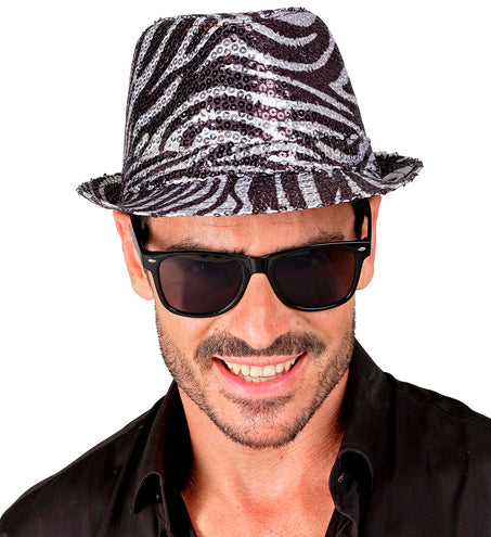Widmann SRL Fedora pailletten zebra print hoed