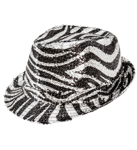 Widmann SRL Fedora pailletten zebra print hoed