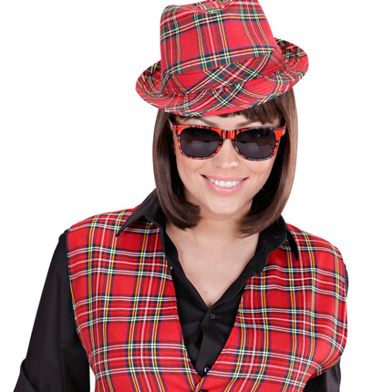 Widmann SRL Fedora Rood Met Tartan Print