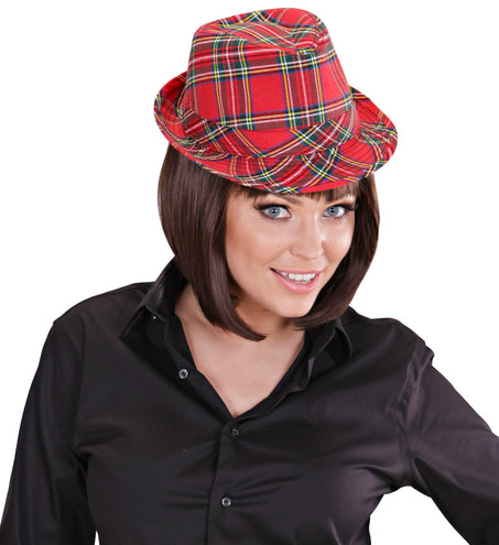 Widmann SRL Fedora Rood Met Tartan Print