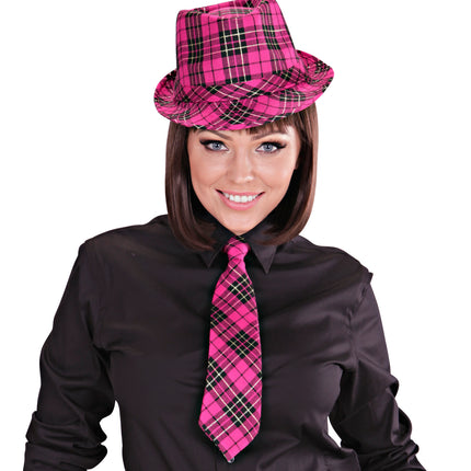 Widmann SRL Fedora Rose Met Tartan Print
