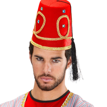 Widmann SRL Fez hoed rood met gouden accenten