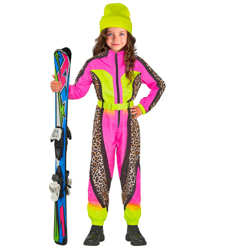 Widmann SRL Fout ski pak snowboarder luipaard roze/geel kind